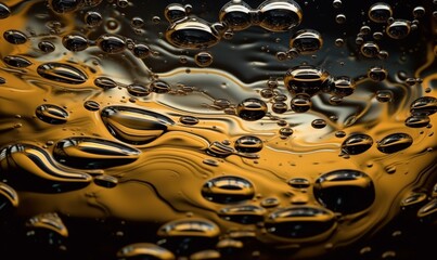  a close up view of a liquid filled with water droplets.  generative ai