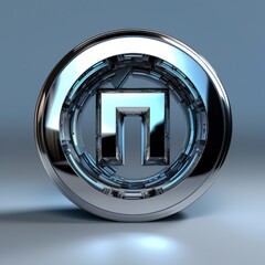 abstract 3D logo with a circle and white background, reflection, sharp