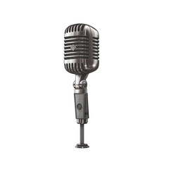 Fototapeta premium Retro microphone isolated. Illustration AI Generative