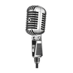 Fototapeta premium Retro microphone isolated. Illustration AI Generative