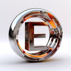 abstract 3D logo with a circle and white background, reflection, sharp
