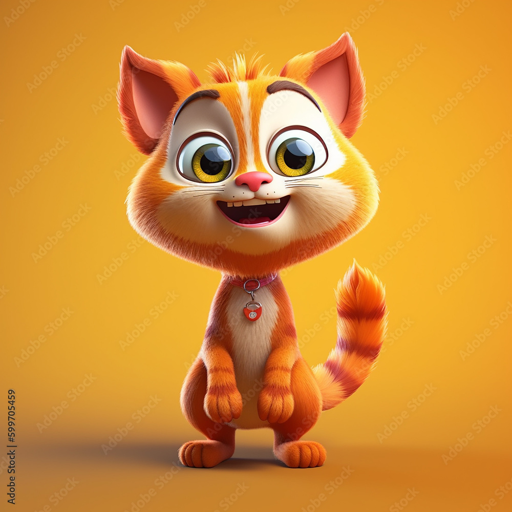 Poster red cat with a smile on their face made with generative ai