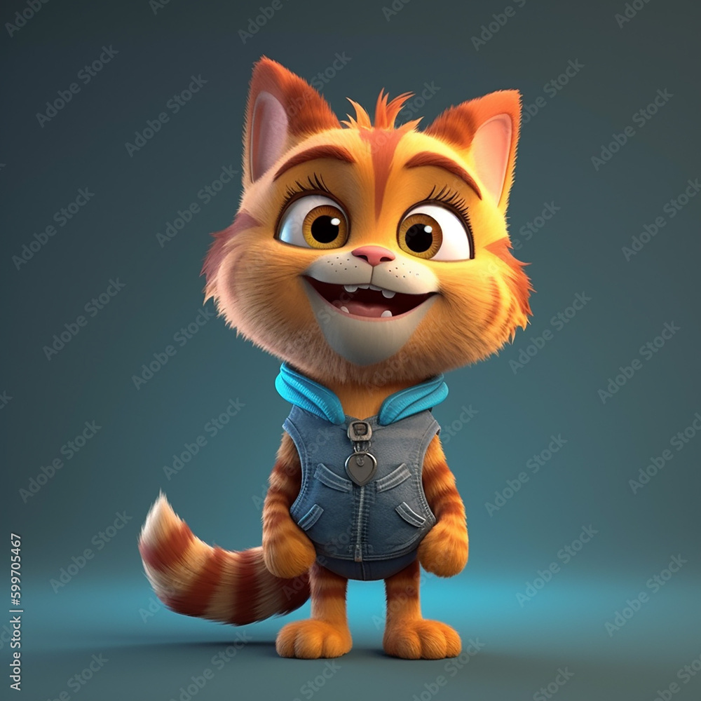 Poster red cat with a bow made with generative ai