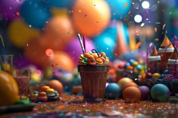 Colorful Blurred Celebration Background for Festive Occasions, Generative AI
