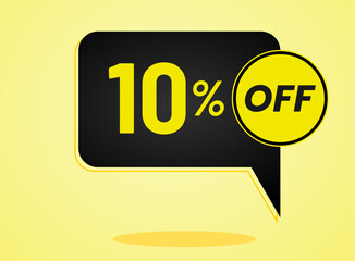 limited special offer, Banner with 10 percent off in black and yellow neon circular balloon	