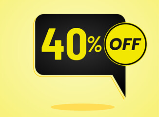 limited special offer, Banner with 40 percent off in black and yellow neon circular balloon	