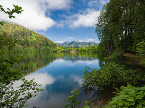 Black Lake. Beautiful lake view on a spring day. Borcka Karagol ( Turkish; Karag&ouml;l )nature park. Turkey's most popular travel destinations. Wonderful nature view. Artvin, Turkey
