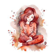 Obraz na płótnie Canvas Watercolor Lazy Girl, Generative AI