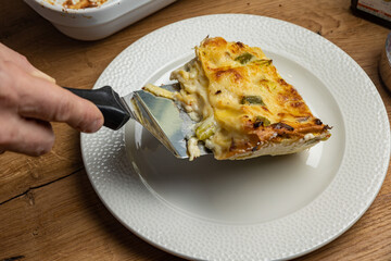 delicious lasagna on the table
