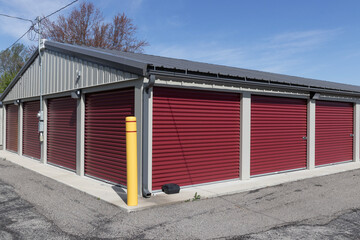 Fototapeta premium Self storage and mini storage garage units. Personal warehouse lockers provide safe and secure storage options.