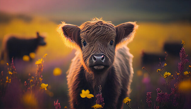 Highland Cattle Scottish Highland Cow Furry Cow Generative AI