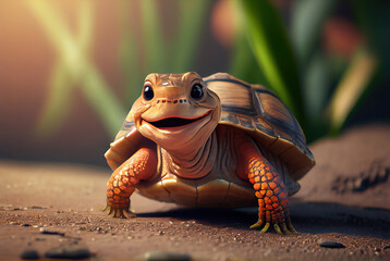 funny turtle smile made with generative ai