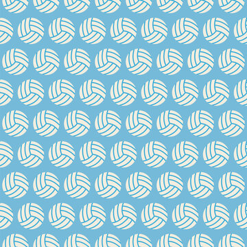 Flat Vector Seamless Sport and Recreation Volleyball Pattern. Flat Style Seamless Texture Background. Sports and Playing Game Template. Healthy Lifestyle. Ball