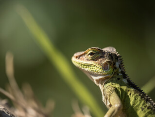 Fototapeta premium green lizard on a tree