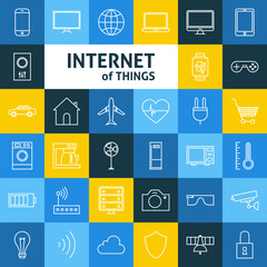Line Art Internet of Things Icons Set. Vector Set of Smart Home Technology Modern Line Icons for Web and mobile.