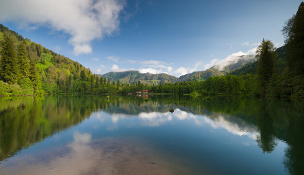 Black Lake. Beautiful lake view on a spring day. Borcka Karagol ( Turkish; Karag&ouml;l )nature park. Turkey's most popular travel destinations. Wonderful nature view. Artvin, Turkey