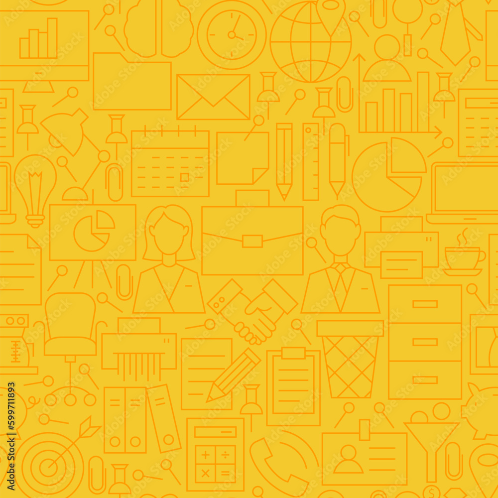 Poster thin yellow office business line seamless pattern. vector website design and seamless background in 