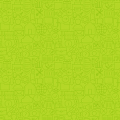 Line Website Mobile User Interface Seamless Green Pattern. Vector Web Design Seamless Background in Trendy Modern Line Style. Thin Outline Art