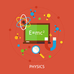 Chemistry Science Concept. Flat Poster Design Vector Illustration. Collection of Education and Learning Colorful Objects.