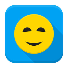 Smiling Yellow Smiley App Icon. Vector Illustration of Flat Style Icon Squre Shaped with Long Shadow.