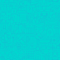 Obraz premium Thin Line Blue Law and Justice Seamless Pattern. Vector Website Design and Seamless Background in Trendy Modern Outline Style. Lawyer Attorney and Crime.