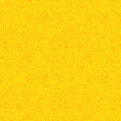 Obraz premium Thin Line Yellow Lawyer Justice and Crime Seamless Pattern. Vector Website Design and Seamless Background in Trendy Modern Outline Style. Law and Attorney.