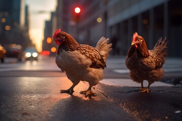 chickens on the street 