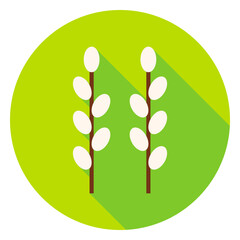 Garden Buds Circle Icon. Flat Design Vector Illustration with Long Shadow. Seasonal plant Symbol.