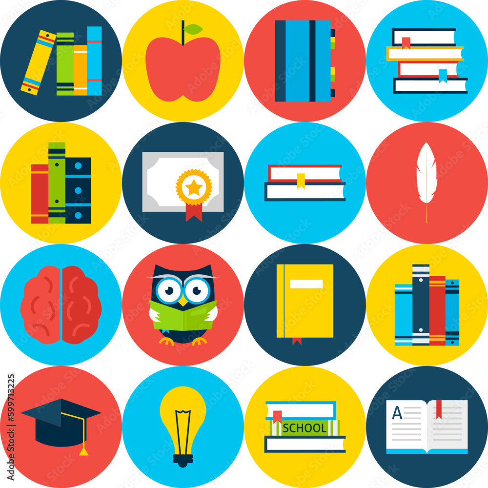 Poster white tile read books background. flat style vector seamless pattern. wisdom and knowledge.