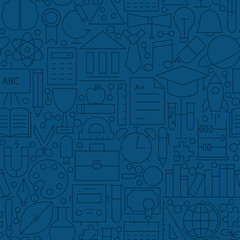 Line Back to School Tile Pattern. Vector Illustration of Science and Education Seamless Background.