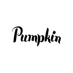 Pumpkin Calligraphy. Vector Illustration of Ink Brush Calligraphy Isolated over White Background. Hand Drawn Cursive Text.