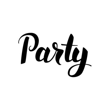 Party Lettering. Vector Illustration of Ink Brush Calligraphy Isolated over White Background. Hand Drawn Cursive Text.