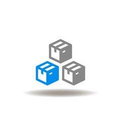 Fototapeta premium Vector illustration of goods box, package. Icon of import, export, warehouse, trade, traffic, cargo, freight. Symbol of customs.
