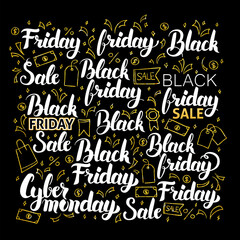 Black Friday Calligraphy Design. Vector Illustration of Shopping Sale Lettering.