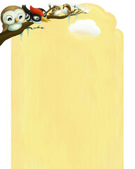 cartoon scene with animals happy birds illustration