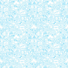 Line Web Development White Seamless Pattern. Vector Illustration of Outline Tile Background. Business and SEO.