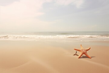 Fototapeta na wymiar A tropical beach with sea stars. the concept of rest and travel. ocean view in clear weather. generative ai