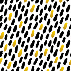 Trendy Brush Stroke Seamless Pattern. Vector Illustration of 80s Style Tile Hipster Background.