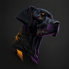 abstract dog, dark colors, alpha, KI, Generative AI, Generativ, black dog 