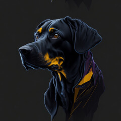 abstract dog, dark colors, alpha, KI, Generative AI, Generativ, black dog 