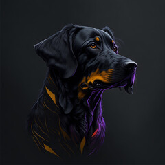 abstract dog, dark colors, alpha, KI, Generative AI, Generativ, black dog 