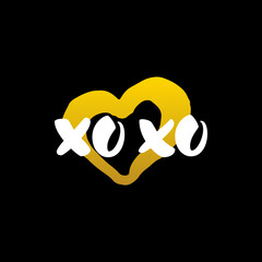 Xoxo Heart Handwritten Calligraphy. Vector Illustration of Lettering Love Design Element.