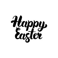 Happy Easter Handwritten Calligraphy. Vector Illustration of Ink Brush Lettering Isolated over White Background.