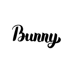 Bunny Handwritten Calligraphy. Vector Illustration of Ink Brush Lettering Isolated over White Background.