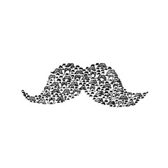 Mustache Doodle. Vector Illustration of Hipster Style Design. Hand Drawn Sketch. Black and White.