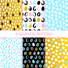 Easter Trendy Seamless Patterns. Vector Illustration of Spring Holiday Tile Background.