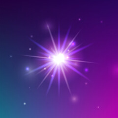 Glowing Light Shine. Vector Illustration of Shining Sparkle Element over Purple Background.