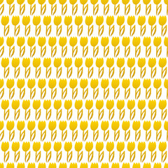 Gold Tulip Flowers Seamless Pattern. Vector Illustration of Nature Spring Background.