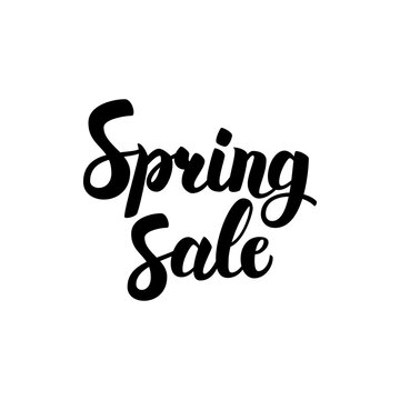 Spring Sale Handwritten Calligraphy. Vector Illustration of Ink Brush Lettering Isolated over White Background.