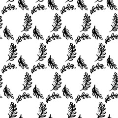 Fototapeta premium Spring Leaf Brush Seamless Pattern. Vector Illustration of Nature Plant Tileable Background.